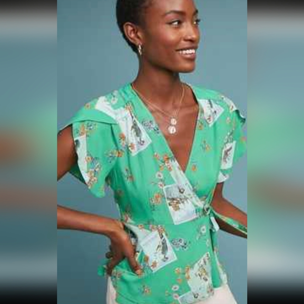 Anthropologie Meadow Rue Wrap Top